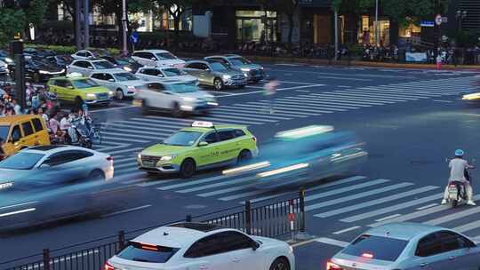 城市夜晚车水马龙延时