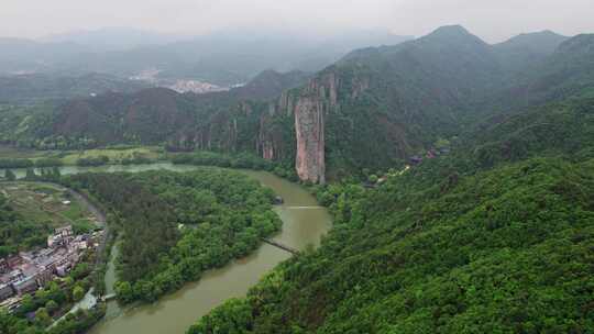 航拍丽水缙云仙都景区自然风光