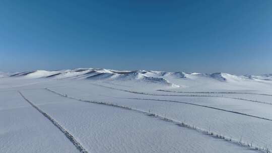 航拍内蒙古垦区雪原风光