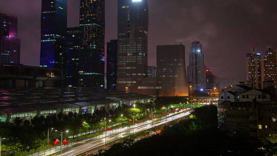深圳中央商务区夜景平移