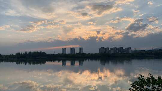 汉中天汉湿地公园晚霞延时