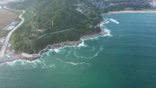 海岸线海景航拍4k