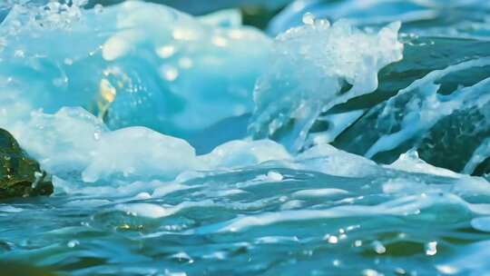 水流特写慢镜头浪花素材波浪激流天然生态