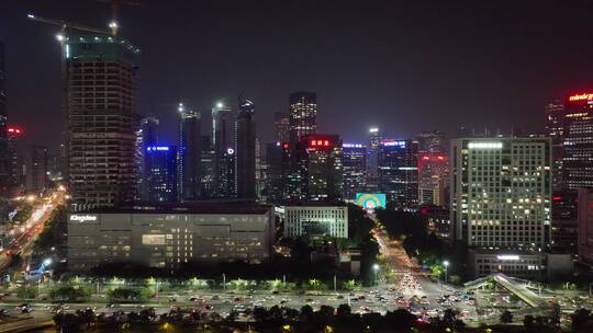 4K深圳南山区高新产业园夜景航拍