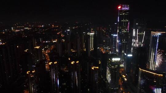 城市航拍湖南长沙河西金融城夜景视频素材模板下载