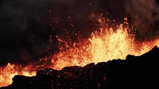 火山，喷发，熔岩，烟雾