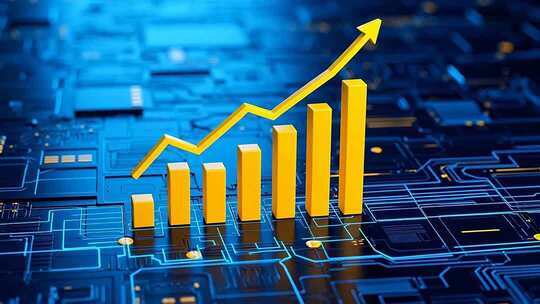 电路板上增长的柱状图表