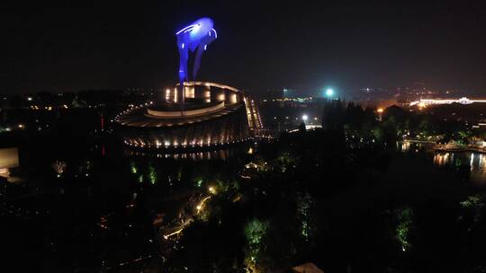 乌镇古镇夜景航拍风光视频素材模板下载