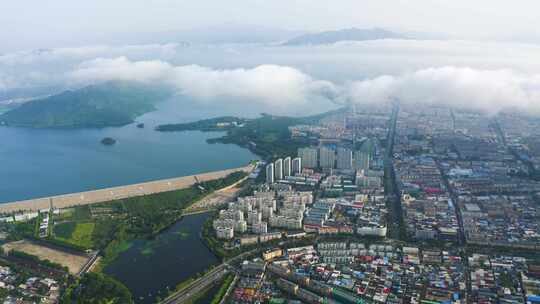 北京怀柔城区云海航拍视频