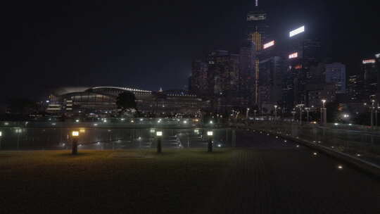 香港中环马路街景夜景