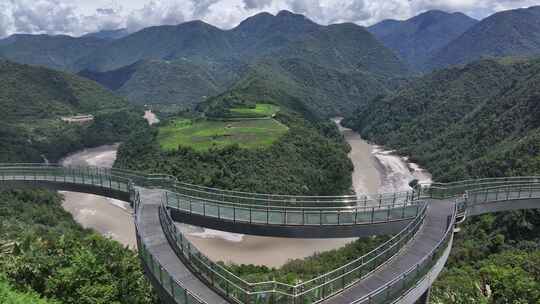 西藏林芝墨脱县果果塘大转弯航拍自然风光