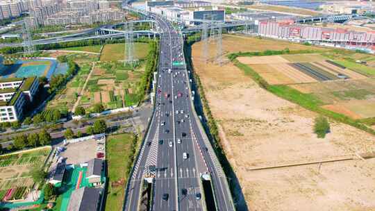 杭州钱塘新区汽车车流延时风景视频素材