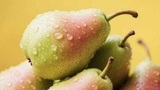 带水珠香梨微距素材
