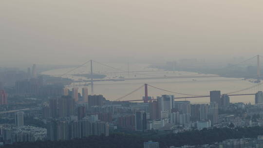 武汉市汉街航拍长江二桥鹦鹉洲大桥长江709视频素材模板下载