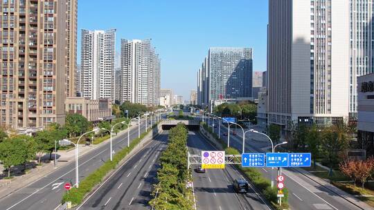 航拍无锡城区道路和现代建筑