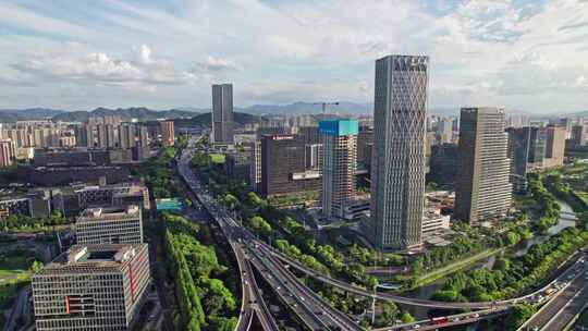 杭州滨江大景 时代高架 时代大道 恒生电子