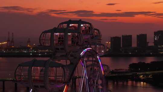 前海湾区之光摩天轮晚霞夜景