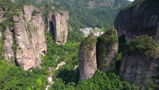 航拍5A景区雁荡山大龙湫景观区剪刀