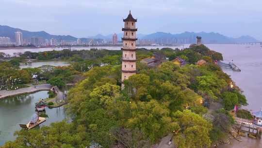 温州市鹿城区江心屿公园航拍风景景区景点浙