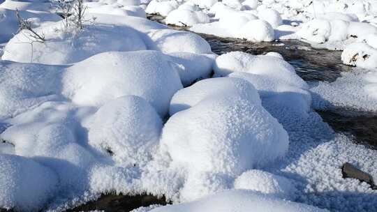 冬天的雪地与河流高清实拍