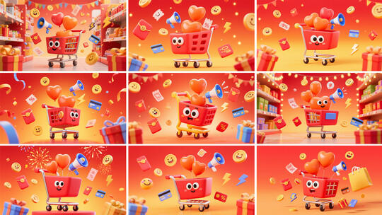 双11电商节喜庆购物促销动画背景