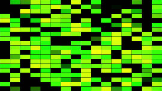 彩色绿色和黄色闪烁矩形孤立在黑色背景