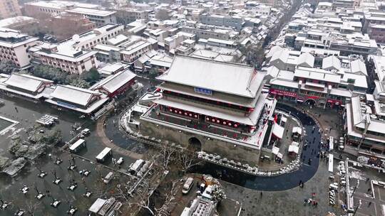 西安鼓楼 回民街雪景