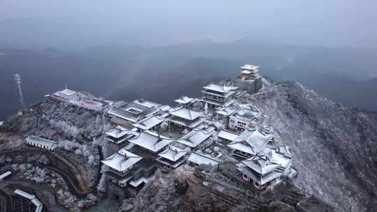 湖北随州大洪山冬季雪景航拍