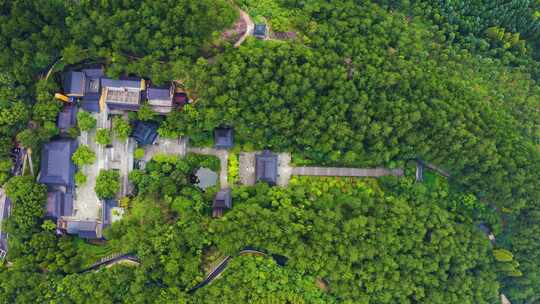 浙江省杭州市建德梅城玉泉寺航拍视频素材模板下载