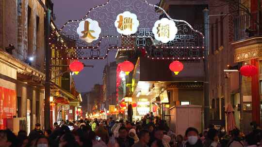 北京前门新春年味夜景视频素材模板下载