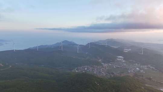 风电 风车 日出 海岛风力发电 海上新能源