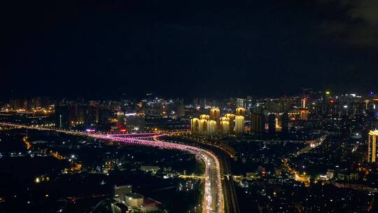 昆明碧鸡名城楼顶航拍昆明城市夜景