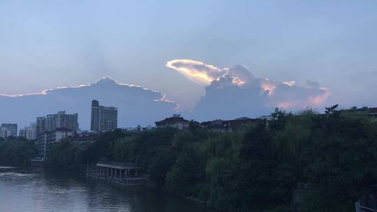 杭州大运河城市傍晚风景晚霞