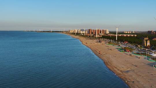 航拍滨海城市威海市