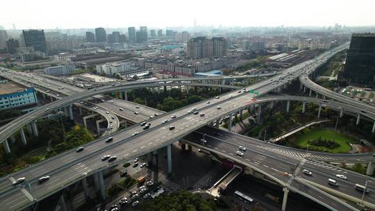 上海汶水路立交桥航拍视频素材模板下载