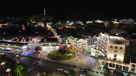 福建泰宁古城夜景灯光航拍