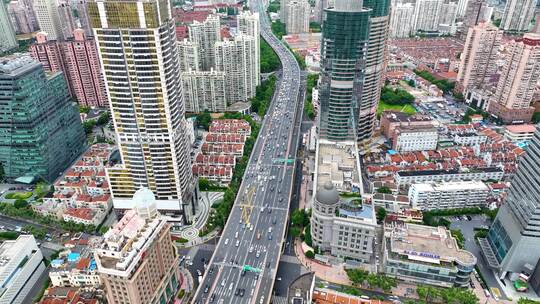 上海市黄浦区市区延安东路立交桥高架桥汽车视频素材模板下载