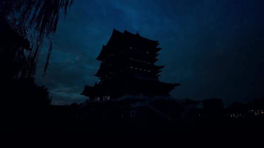 邯郸市大名县石刻博物馆运河博物馆夜景点灯