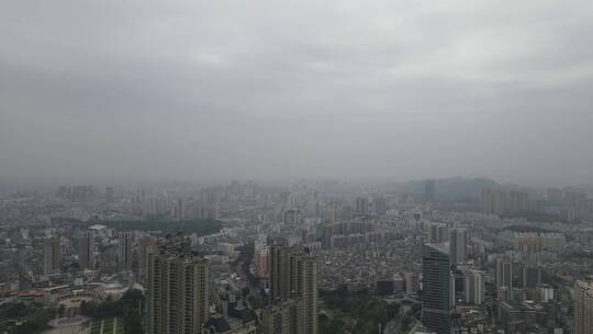 城市雾霾天航拍视频素材模板下载