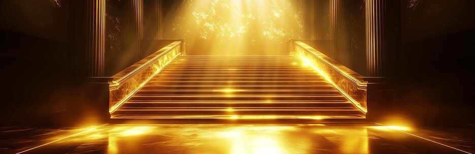 金色梦幻阶梯背景素材