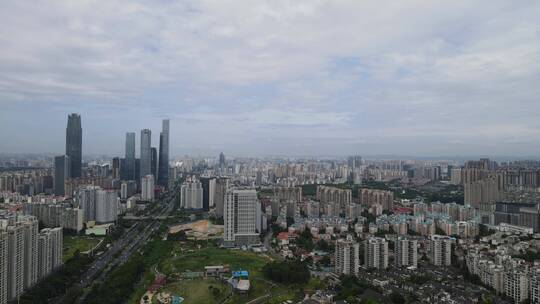 航拍广西南宁城市风光地标建筑