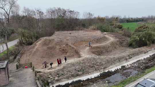 航拍四川广汉三星堆遗址考古发掘