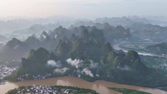 桂林山水漓江风光航拍