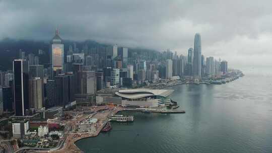 航拍香港维多利亚港