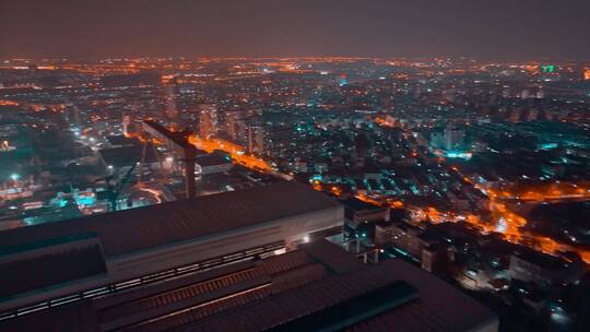 杨浦大桥夜景航拍