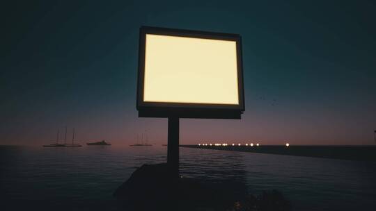 日落时分的机场广告牌视频素材模板下载
