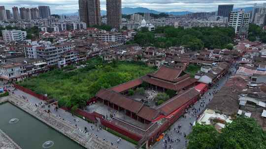 漳州古城航拍闽南古厝城市红砖瓦房漳州市区