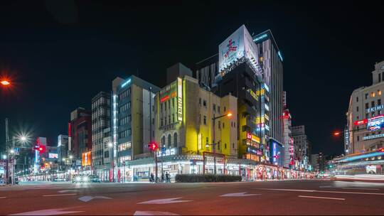 日本东京街道夜景延时