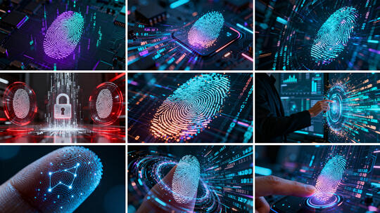 科技感指纹识别 科技密码 身份验证