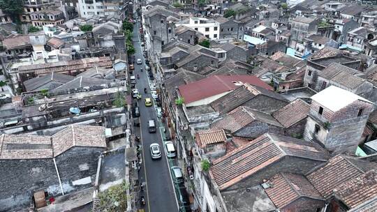 江门航拍老城区航拍江门古城建筑风光